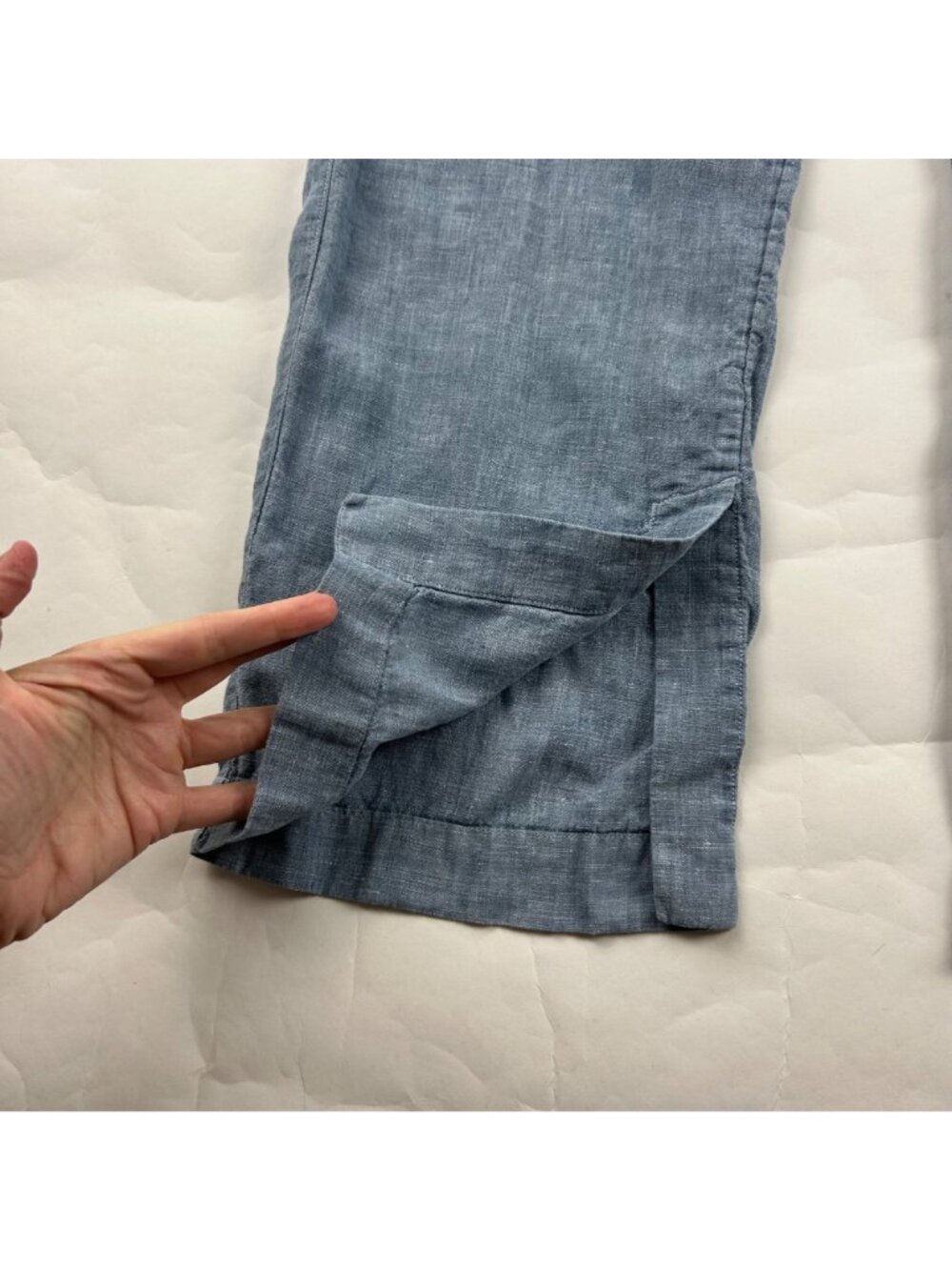 Athleta Light Chambray Blue Linen Cabo Wide Leg Pant 4 - Picture 8 of 8